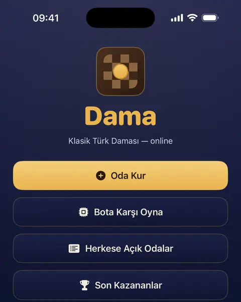 Dama ana ekranı, oda düğmelerinin üstünde bir dama tahtası