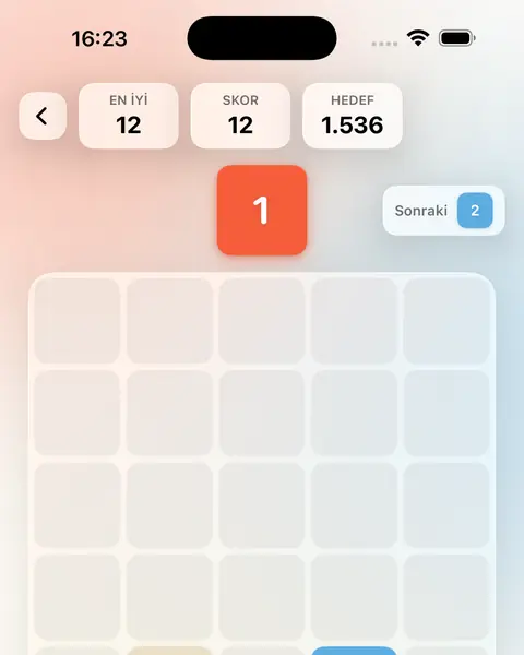 Plus3 Blocks tahtası, ızgaraya düşen numaralı bir blok
