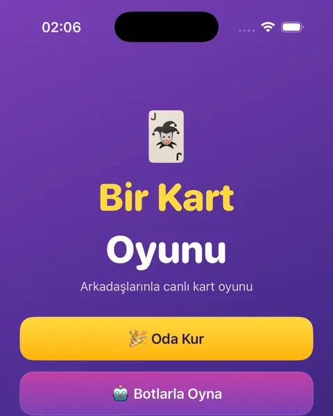 Bir Kart Oyunu home screen