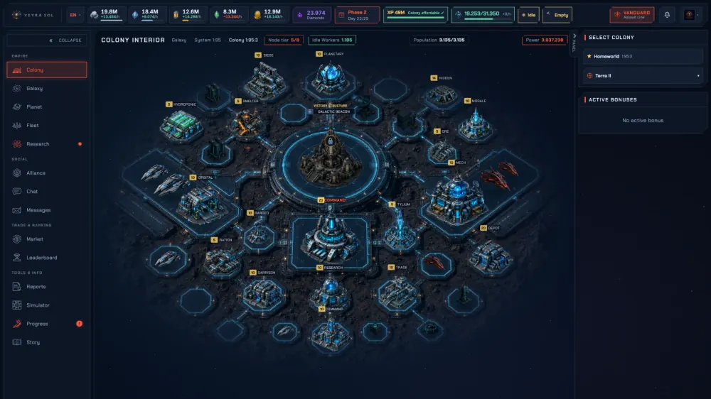 Colony — build and specialise your worlds