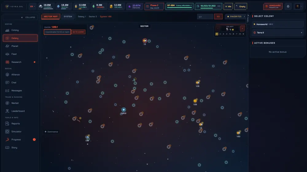 Galaxy map — a persistent spiral, sector by sector